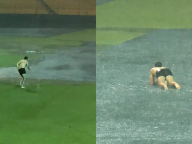 RCB’s star allrounder dives into puddle during practice – WATCH